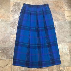 Pendleton blue plaid wool midi skirt